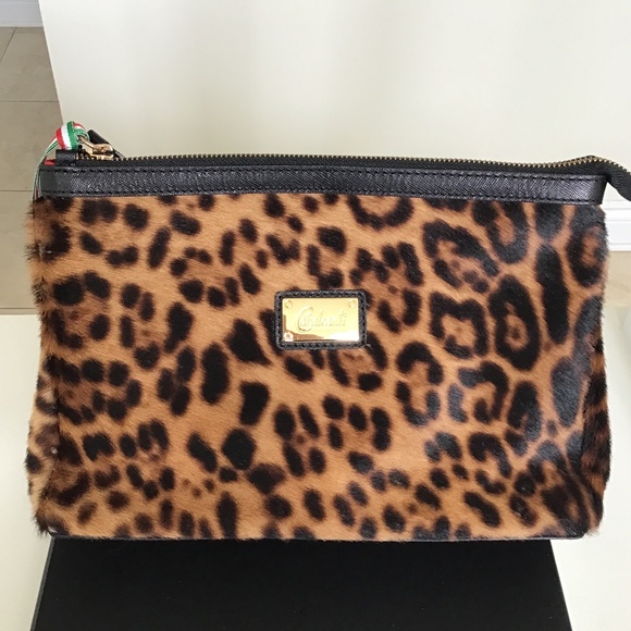 Cavalcanti black leather and leopard print cosmetic bag - Picture 6 of 9